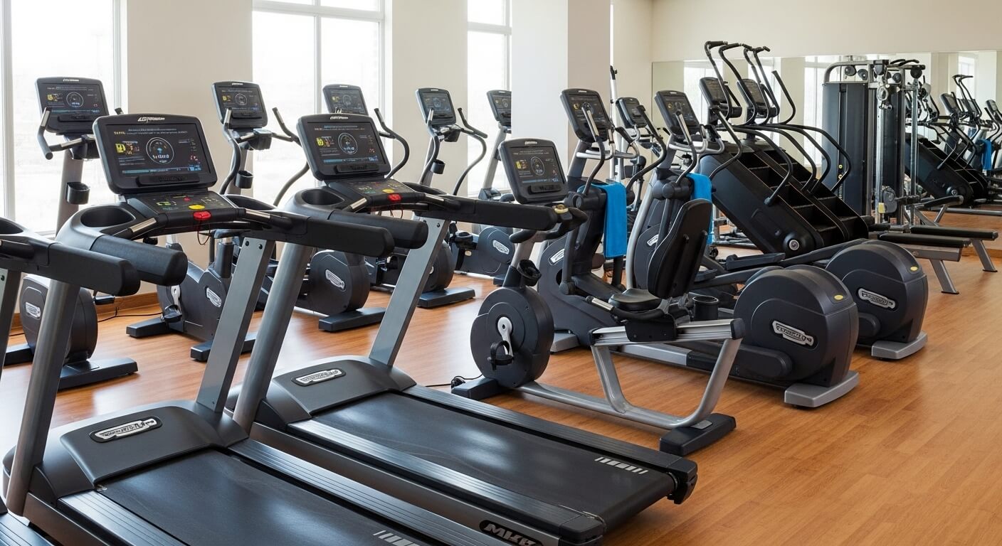 LA Fitness cardio equipment treadmills and bikes